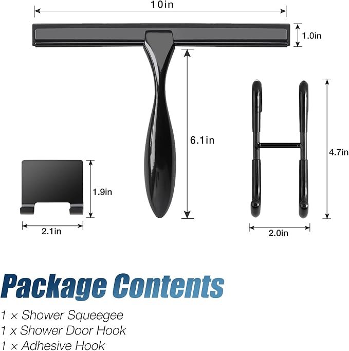 Simtive 10-Inch Shower Squeegee Set, Includes Shower Door Hook and Adhesive Hook - Image 4