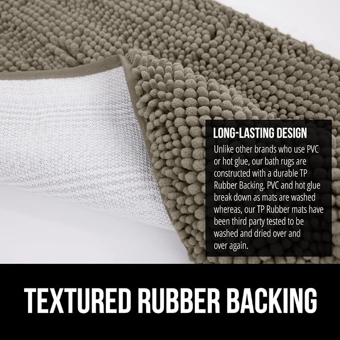 GORILLA GRIP Plush Absorbent Shaggy Chenille Bath Rug Mat - Image 6