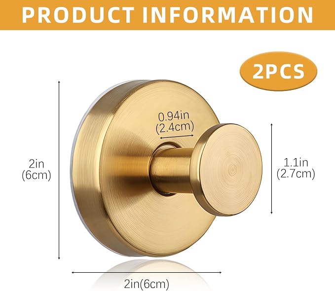 2 Pcs Suction Cup Hooks, Stainless Steel Removable Shower Towel Hook, No Drill - Image 2