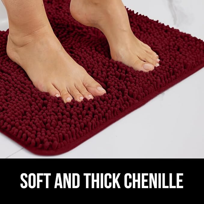 GORILLA GRIP Plush Absorbent Shaggy Chenille Bath Rug Mat - Image 4
