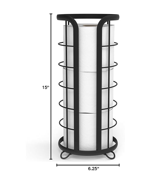 BROOKSTONE, Trending Black Toilet Paper Holder, Freestanding Bathroom Tissue - Image 6