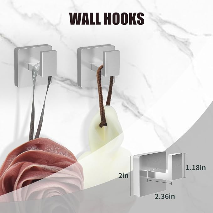 5 Piece Brushed Nickel Towel Bar Set Bathroom Hardware Set Brushed Nickel - Image 5
