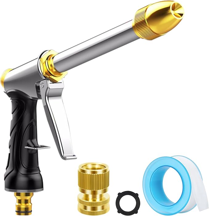 Upgraded Garden Hose Nozzle Sprayer, 100% Heavy Duty Metal Water Hose Nozzle by LNSY