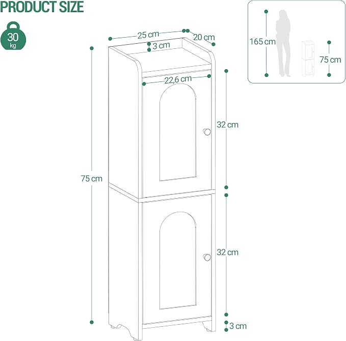 Bathroom Storage Cabinet, Small Corner Floor Cabinet - Image 2