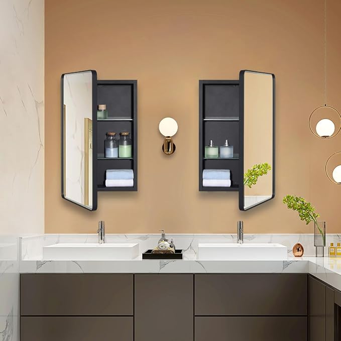 Black Bathroom Mirror Medicine Cabinet - Image 8