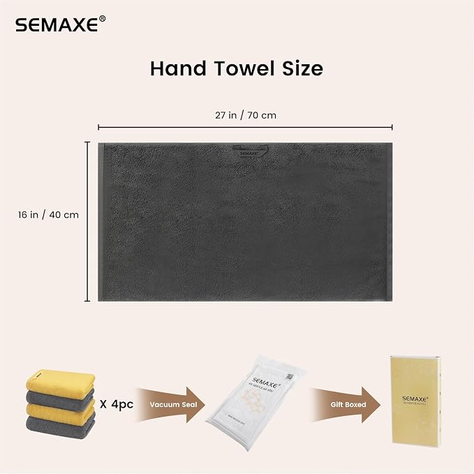 SEMAXE Hand Towels for Bathroom, 100% Cotton Towels - Image 2