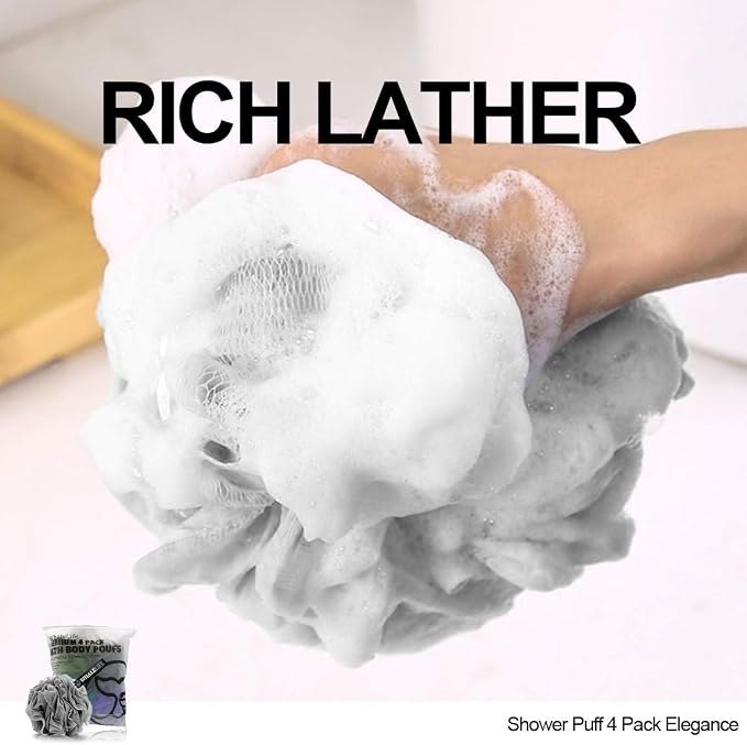 Loofah Sponge Bath Sponge for Women Men 4 Pack - Image 3