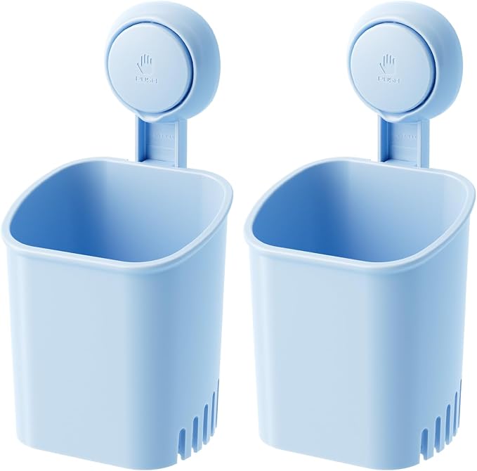 LEVERLOC Powerful Suction Cup Toothbrush Holder, No Drill Removable Wall Shower by LEVERLOC