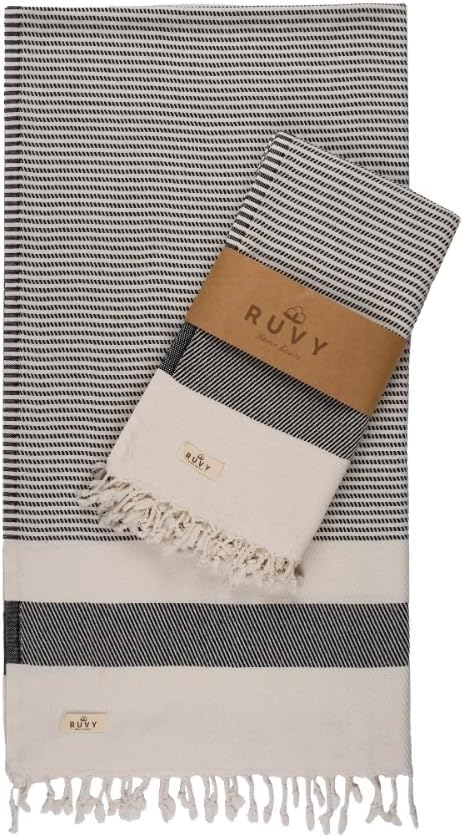 Ruvy Home Basics 2 Pack Turkish Beach Towels – Oversized Quick-Dry Bath Towels by RuvyHomeBasics