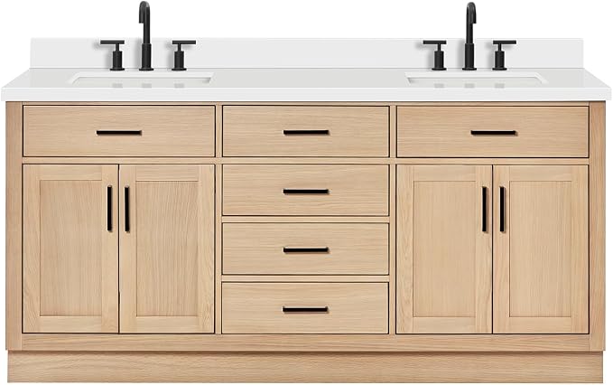 ARIEL Double Bathroom Vanity 73" Inch Oak by Ariel