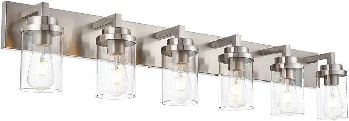 MELUCEE 6-Light Bathroom Lights Over Mirror in Brushed Nickel, Modern by MELUCEE