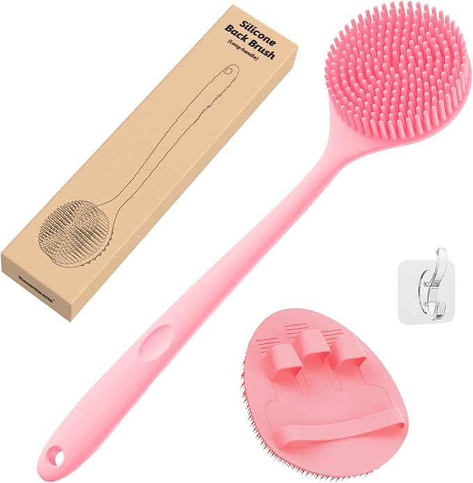 Manmihealth Silicone Back Scrubber & Soft Bath Glove Set, Super-Exfoliating by ManmiHealth