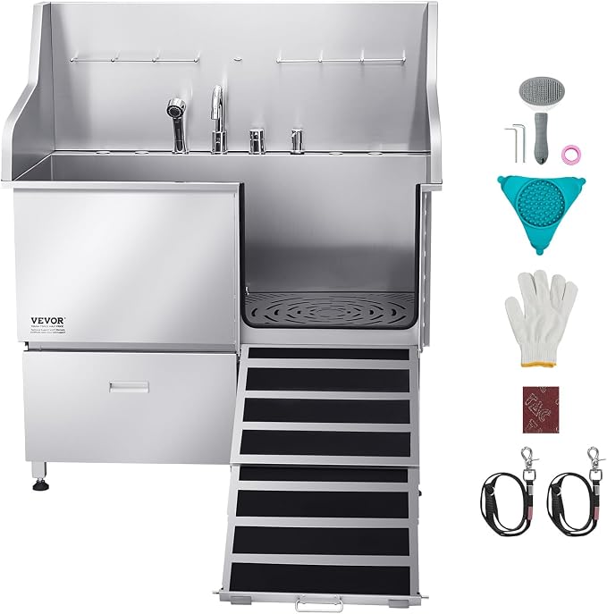 VEVOR Professional 304 Stainless Steel Dog Bathing Station, 50 inch Pet - Image 9