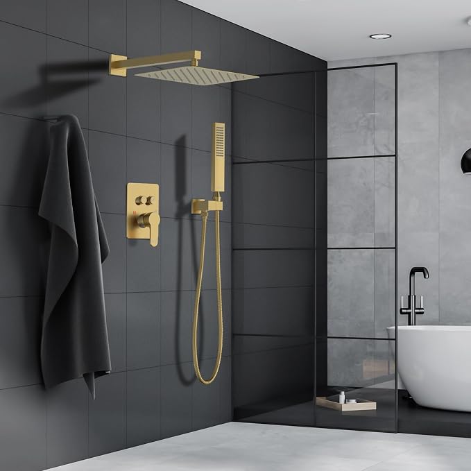 Brushed Gold Shower System, STARBATH 12 inch Rainfall Shower Head - Image 7