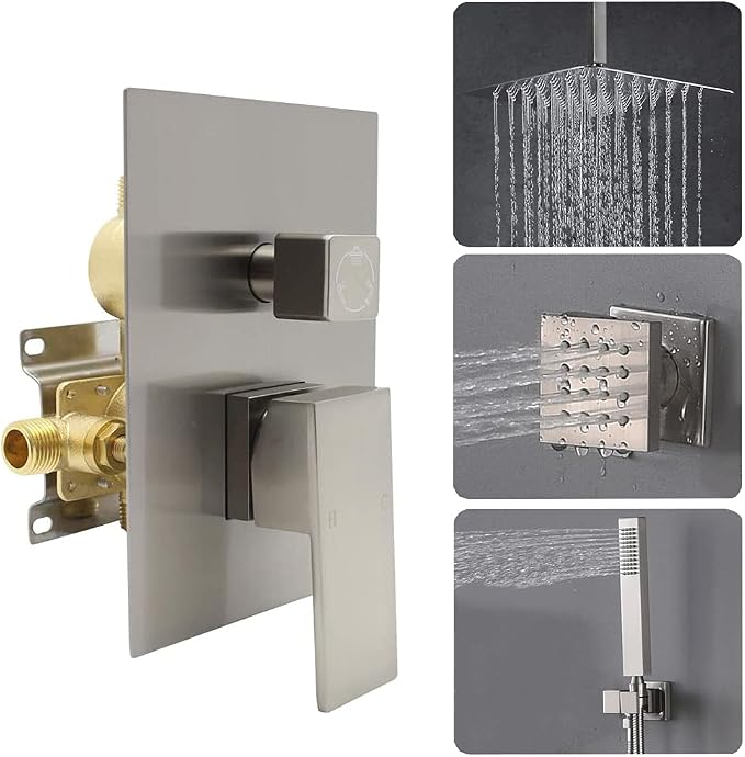 Shower System with Body Jets, 16 Inch Ceiling Mounted Multi Shower Head System - Image 7