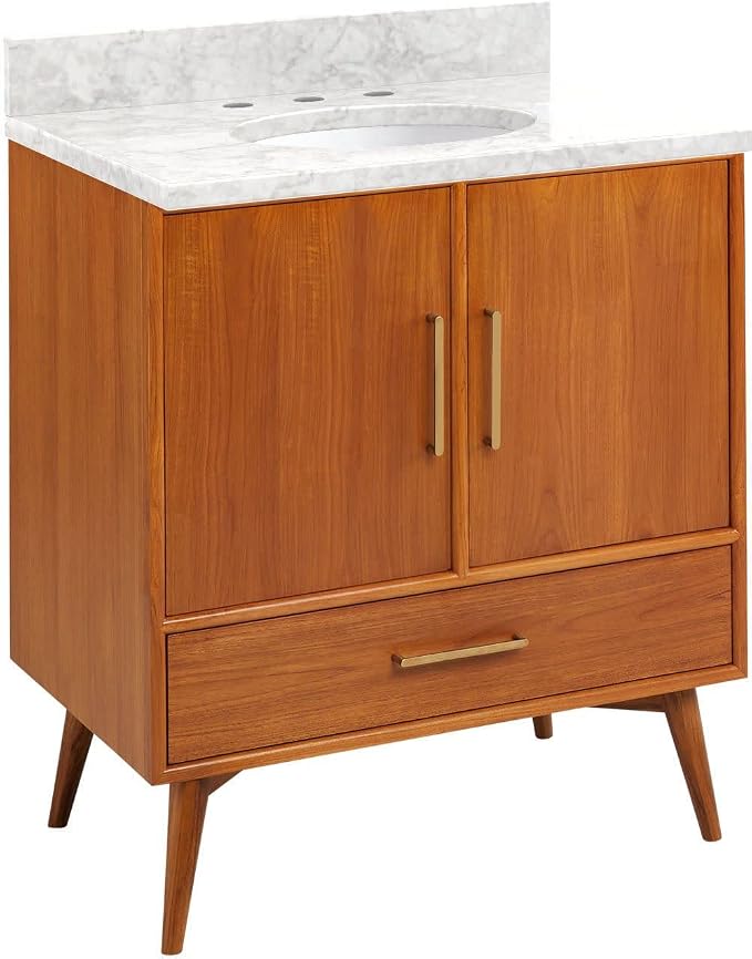 Signature Hardware 953363-30-UM-8 Novak 30" Freestanding Teak Single Basin - Image 3
