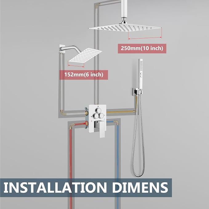 Aolemi Shower Faucet Set Ceiling Mount Shower System Rough-in Valve and Shower - Image 8