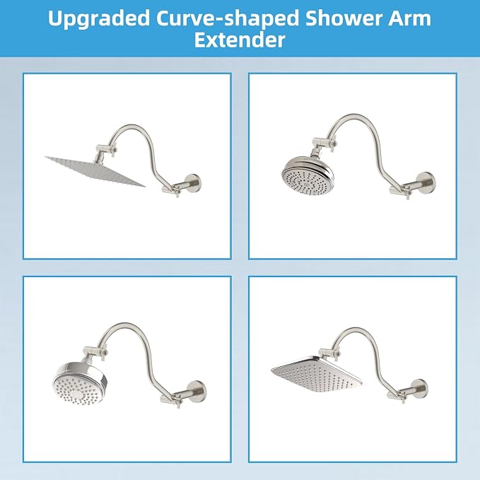 Hibbent All Metal Upgraded 18'' Shower Head Extension Arm, Shower Arm - Image 5