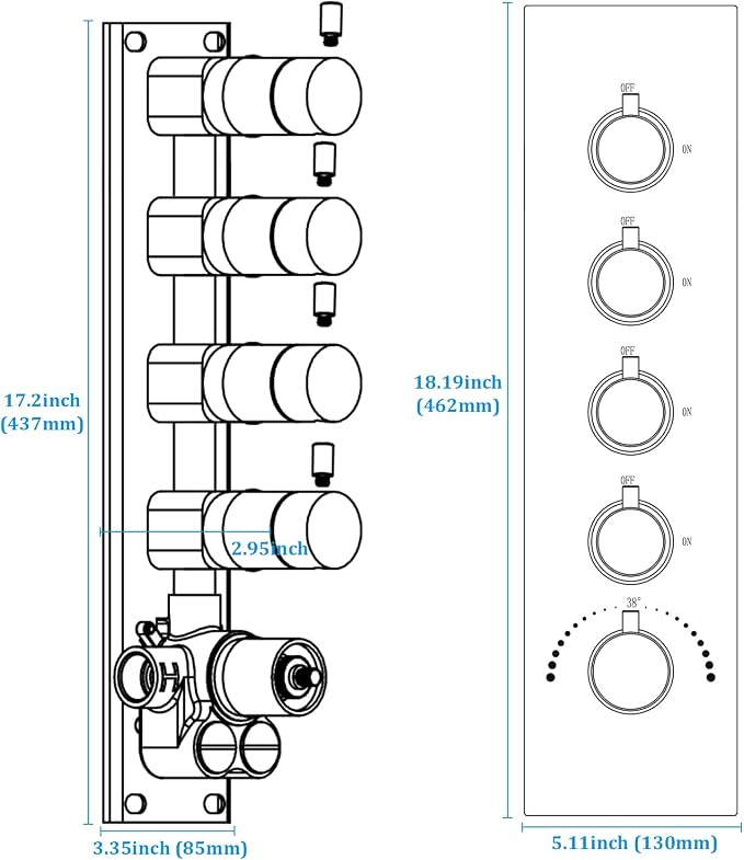 HOMEDEC 4-Way Shower Diverter Valve Can Run Together, Concealed Thermostat 5 - Image 2