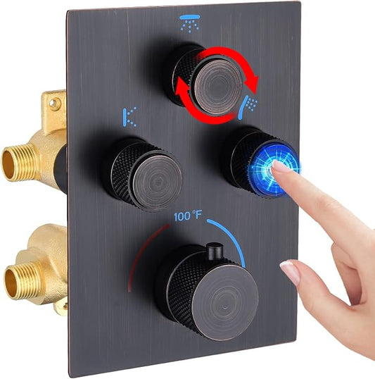 Push Button 3 Way Thermostatic Shower Diverter Valve, Concealed 3 Outlet Multi by NPYSVSSS