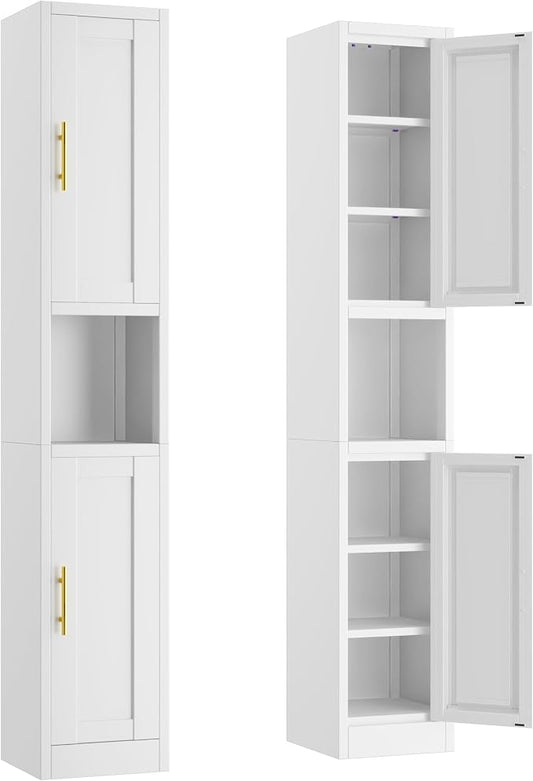 Tall Narrow Storage Cabinet 66.93" H Tall Bathroom Cabinets Metal Pantry Cabinet by Ckzbx