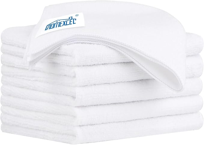 HOMEXCEL White Microfiber Cleaning Cloth 6 Pack 12.5 x 12.5 inch Microfiber by HOMEXCEL