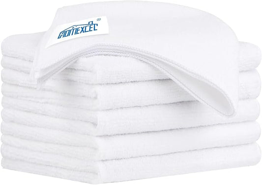 HOMEXCEL White Microfiber Cleaning Cloth 6 Pack 12.5 x 12.5 inch Microfiber by HOMEXCEL