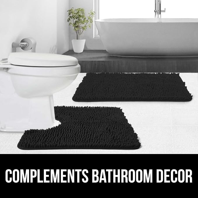 GORILLA GRIP Plush Absorbent Shaggy Chenille Bath Rug Mat - Image 9