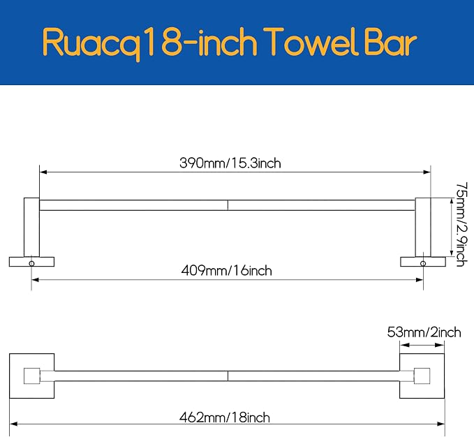 RUACQ Towel Bar 16 inch, Towel Racks - Image 2