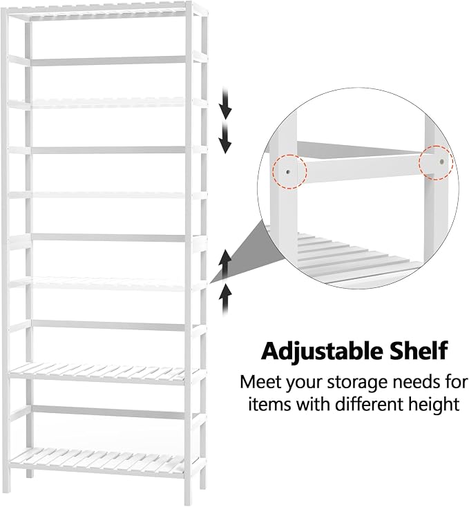 VASMIA 6-Tier Bamboo Shelf, Bamboo Storage Shelving Unit, Tall Bookcase - Image 7