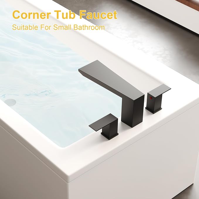 BESy Waterfall Roman Tub Faucets, Deck Mount Bathtub Faucets Set, Garden 3 - Image 4