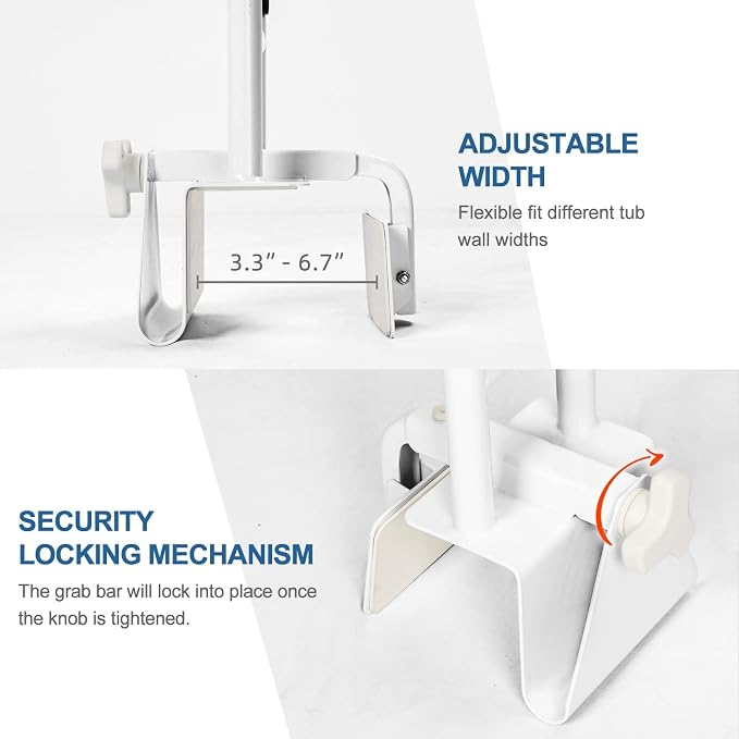 Adjustable Bathtub Safety Rail for Elderly, Tub Grab Bar for Bathroom, - Image 4