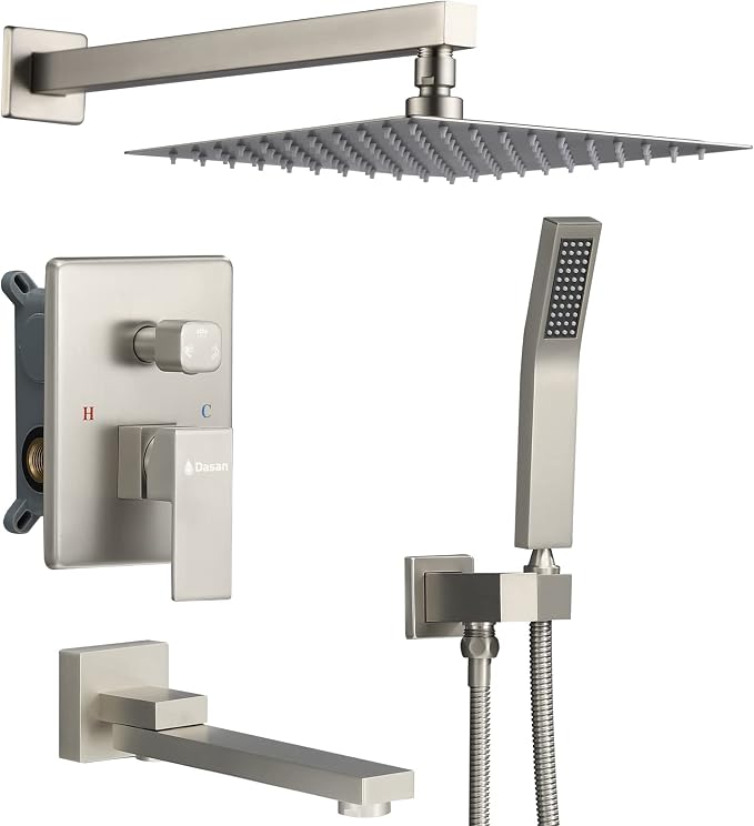 DASAN Tub Shower Faucets Sets Complete Brushed Nickel Bathtub Shower System by Dasan