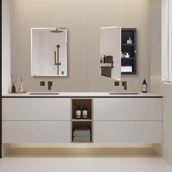 DYLLOR Black Plastic Medicine Mirror Cabinet - Image 2