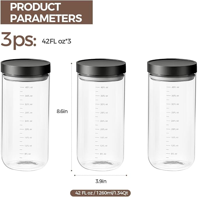 Danbark Set of 3 42oz Airtight Glass Storage Canisters - Image 3