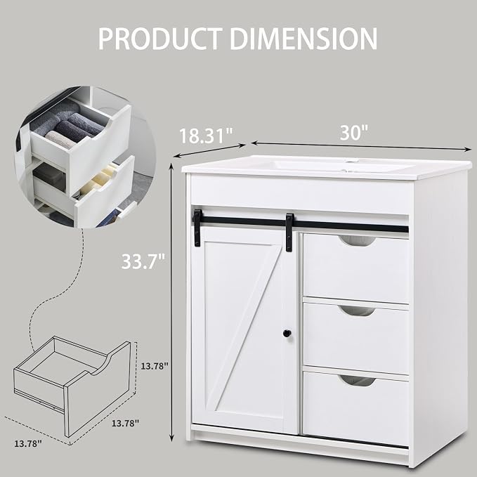 30" Farmhouse Bathroom Vanity - Image 2