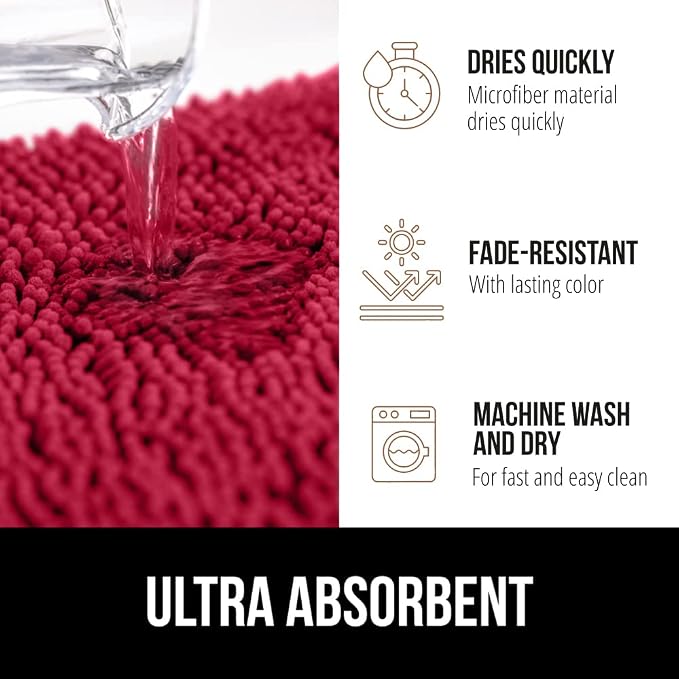 GORILLA GRIP Bath Rug Mat 36x24, Thick Soft Absorbent Chenille, Quick Dry - Image 4