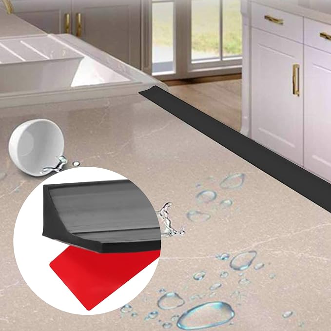New Collapsible Shower Threshold Water Dam, Self Adhesive Silicone Waterproof - Image 4