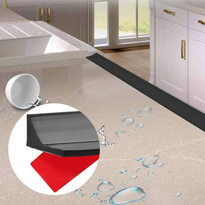 New Collapsible Shower Threshold Water Dam, Self Adhesive Silicone Waterproof - Image 3