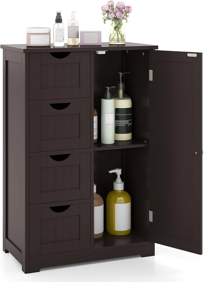 Tangkula Bathroom Floor Cabinet, Freestanding Storage Cabinet by TANGKULA