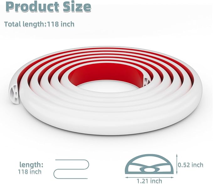 118Inch New Shower Threshold Water Dam Barrier, Collapsible Self-Adhesive - Image 2