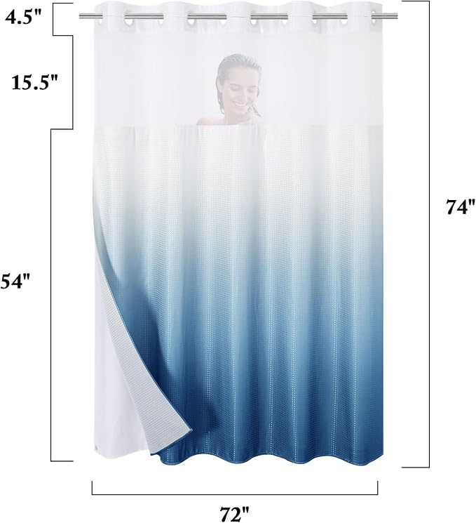 Gibelle No Hook Waffle Weave Shower Curtain - Image 7