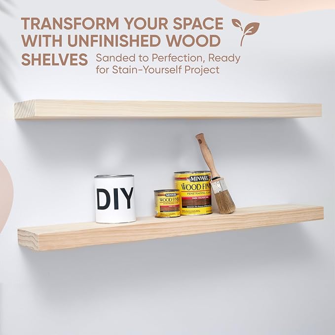 Homeforia 36 inch Wood Floating Shelves, High End Solid Natural Wood 36inch - Image 3