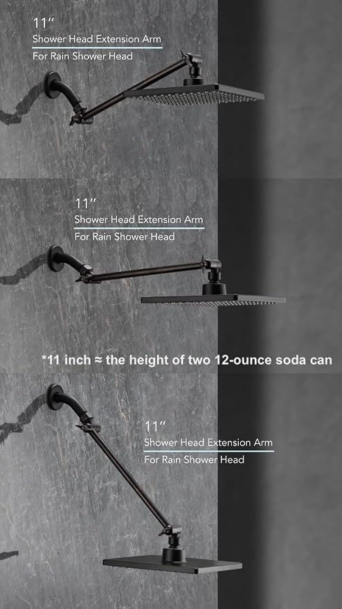 11 Inch Adjustable Shower Head Extension Arm - Image 3