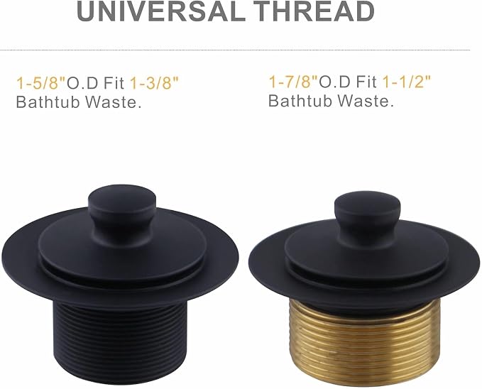 Black Bathtub Drain Conversion Kit Assembly - Image 4
