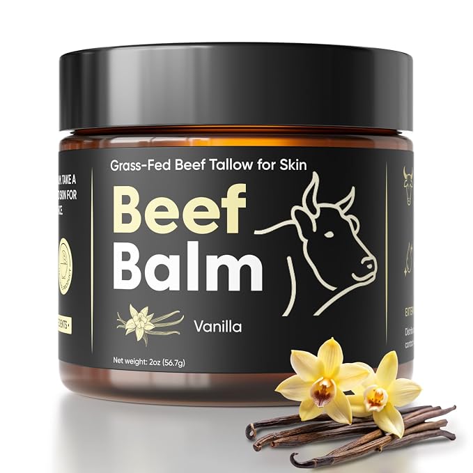 Beef Tallow for Skin – Grass-Fed Tallow Balm, Face & Body Cream, Natural Tallow by Beef+Balm