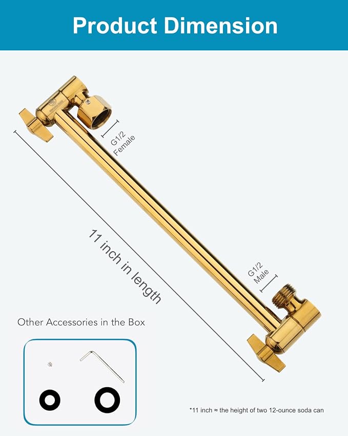 11 Inch Adjustable Shower Head Extension Arm - Image 4