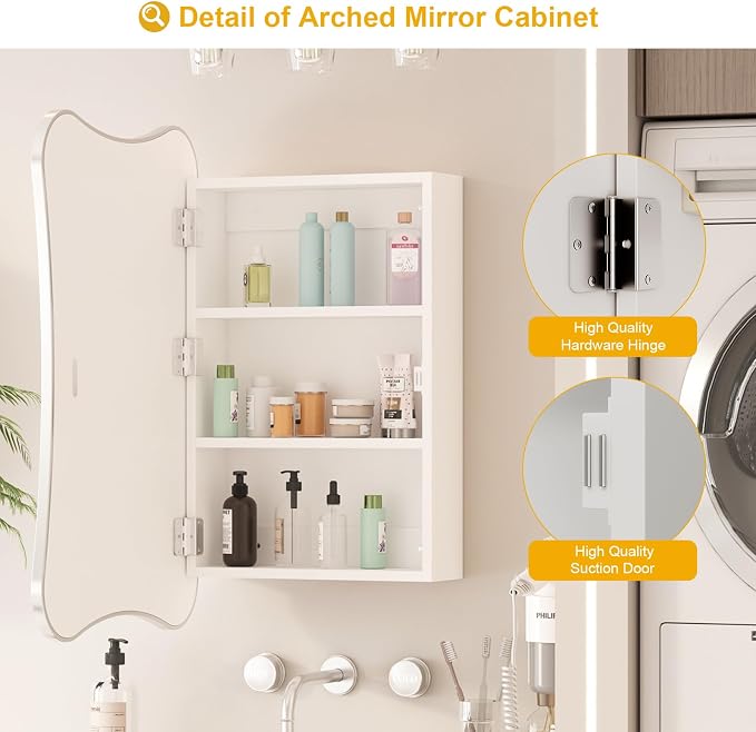 Bathroom Medicine Cabinet with Mirror, Mirrored Medicine Cabinets, Surface - Image 4