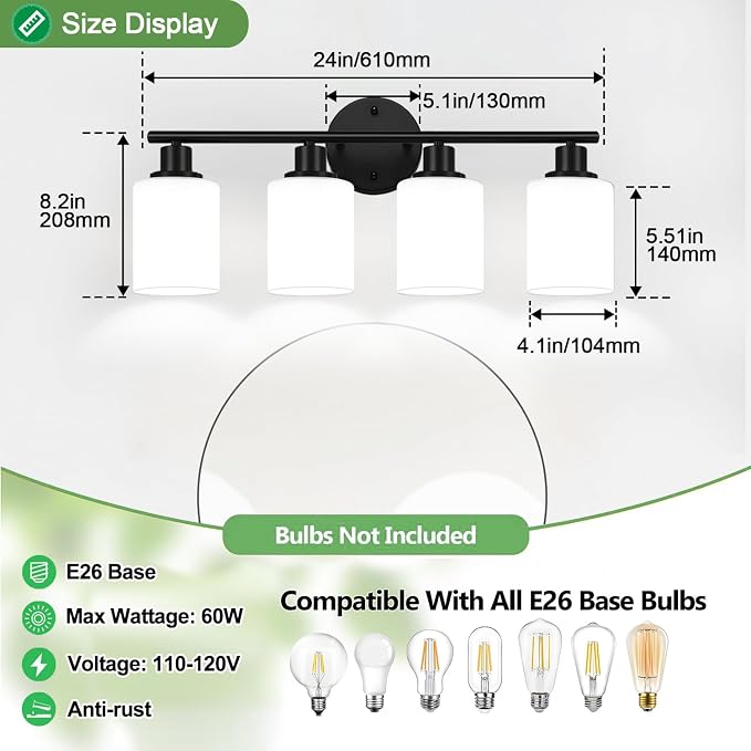 4-Light Bathroom Light Fixtures, Bathroom Wall Lamp - Image 7