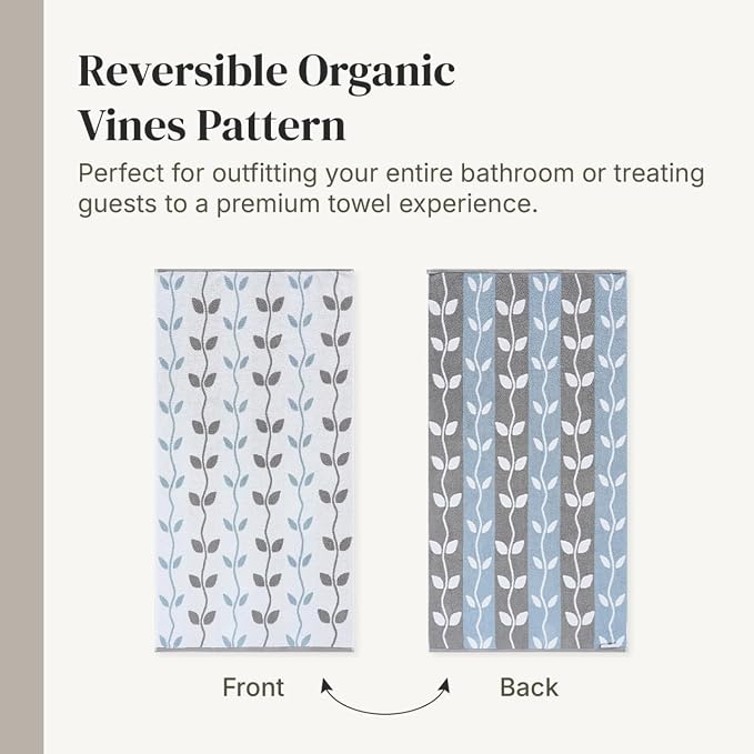 Modern Threads Organic Vines 6-Piece 100% Cotton Towel Set – Yarn Dyed Jacquard - Image 6
